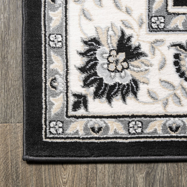 Charlton Home® Yeghivart Performance Black/Cream Rug & Reviews Wayfair